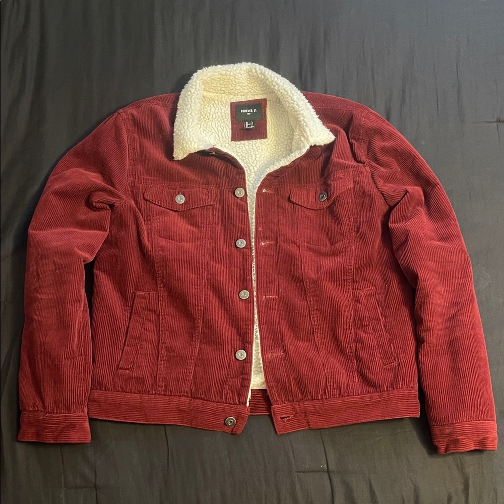 Levi's Burgundy Corduroy Jacket with Cream Sherpa Lining